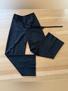 Joseph Black Tie-Waist Wool Trousers | Size: Large